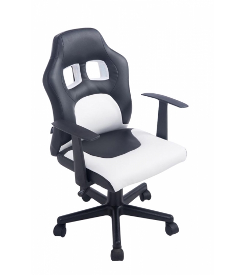 Detská kancelárska stolička Fun, syntetická koža, čierna / biela