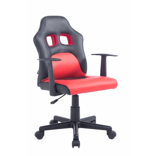 Detská kancelárska stolička Fun, syntetická koža, čierna / červená - 1