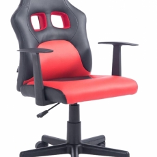 Detská kancelárska stolička Fun, syntetická koža, čierna / červená - 1