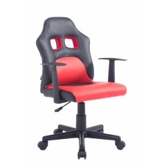 Detská kancelárska stolička Fun, syntetická koža, čierna / červená