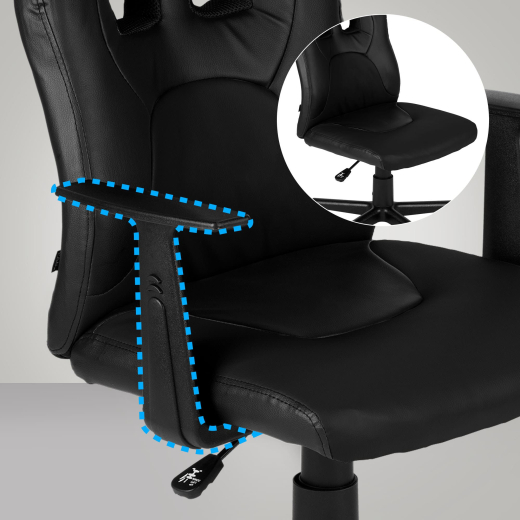 Detská kancelárska stolička Fun, syntetická koža, čierna / čierna - 1