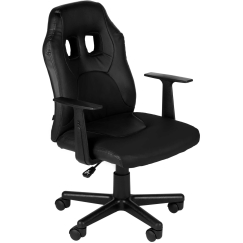 Detská kancelárska stolička Fun, syntetická koža, čierna / čierna