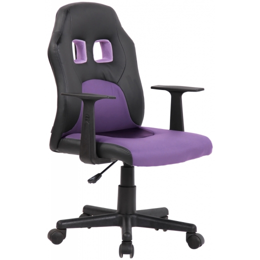 Detská kancelárska stolička Fun, syntetická koža, čierna / fialová - 1