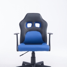 Detská kancelárska stolička Fun, syntetická koža, čierna / modrá - 2
