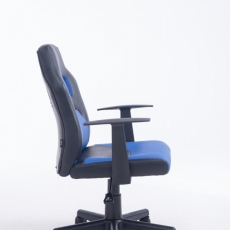 Detská kancelárska stolička Fun, syntetická koža, čierna / modrá - 3