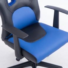 Detská kancelárska stolička Fun, syntetická koža, čierna / modrá - 6