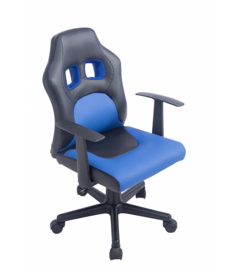 Detská kancelárska stolička Fun, syntetická koža, čierna / modrá