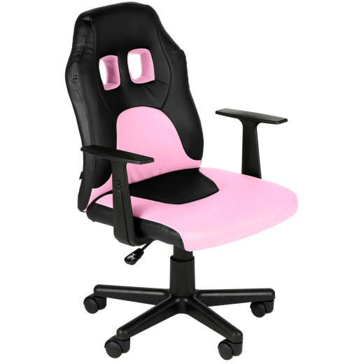 Detská kancelárska stolička Fun, syntetická koža, čierna / ružová - 1