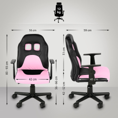 Detská kancelárska stolička Fun, syntetická koža, čierna / ružová - 3