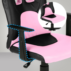 Detská kancelárska stolička Fun, syntetická koža, čierna / ružová - 5