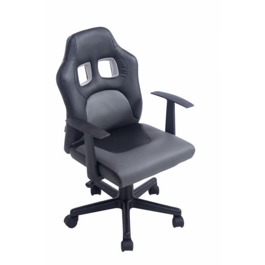 Detská kancelárska stolička Fun, syntetická koža, čierna / šedá - 1