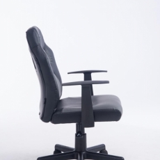 Detská kancelárska stolička Fun, syntetická koža, čierna / šedá - 3