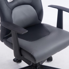 Detská kancelárska stolička Fun, syntetická koža, čierna / šedá - 6