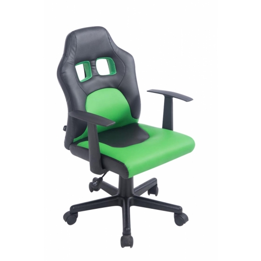 Detská kancelárska stolička Fun, syntetická koža, čierna / zelená - 1