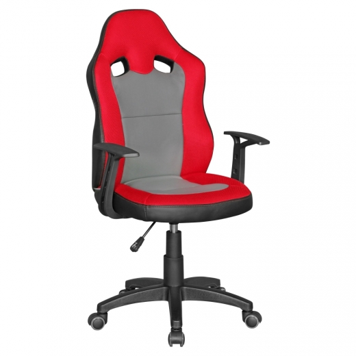 Detská kancelárska stolička Speedy, syntetická koža, červená - 1