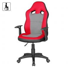 Detská kancelárska stolička Speedy, syntetická koža, červená - 4