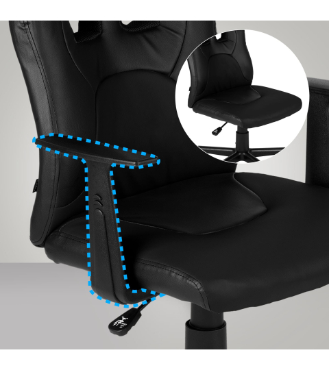 Dětská kancelářská židle Fun, syntetická kůže, černá / černá
