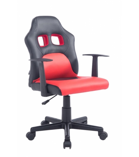 Dětská kancelářská židle Fun, syntetická kůže, černá / červená