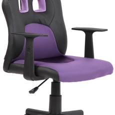 Dětská kancelářská židle Fun, syntetická kůže, černá / fialová - 1