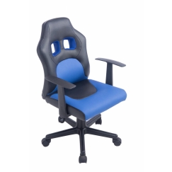 Dětská kancelářská židle Fun, syntetická kůže, černá / modrá