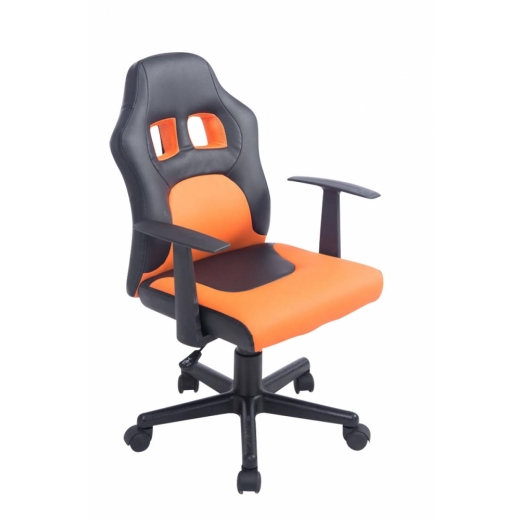 Dětská kancelářská židle Fun, syntetická kůže, černá / oranžová - 1