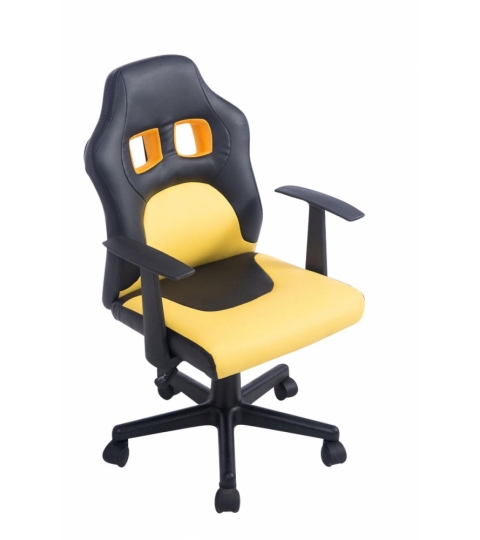 Dětská kancelářská židle Fun, syntetická kůže, černá / žlutá