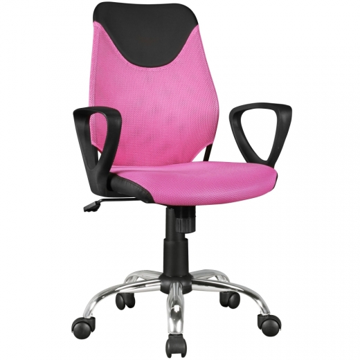Dětská kancelářská židle Kika, síťovina, růžová - 1