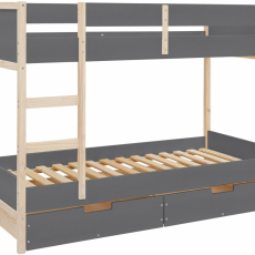 Dětská patrová postel Bob, 205 cm, šedá / přírodní - 9