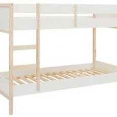 Detská poschodová posteľ Bob, 205 cm, biela / prírodná - 1