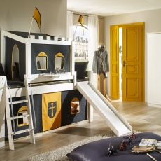 Detská poschodová posteľ so šmýkalkou Rytiersky hrad - 1