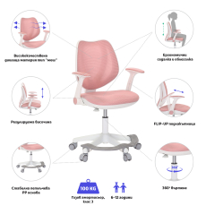 Detská stolička Sweety, textil, biela podnož / ružová - 7