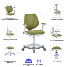 Detská stolička Sweety, textil, biela podnož / zelená - 6