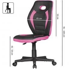 Dětská židle Jurek, syntetický kůže, černá/růžová - 3