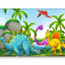 Detský obraz Dinosaury, 90x60 cm - 1