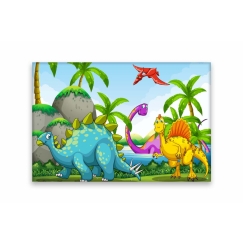 Detský obraz Dinosaury, 90x60 cm