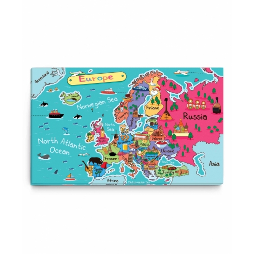 Detský obraz Mapa Európa, 150x90 cm - 1