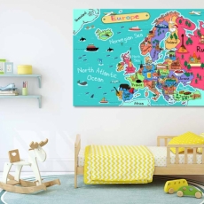 Detský obraz Mapa Európa, 150x90 cm - 3