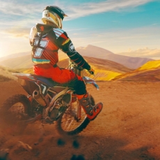 Dětský obraz Motorkář v poušti, 100x50 cm - 1