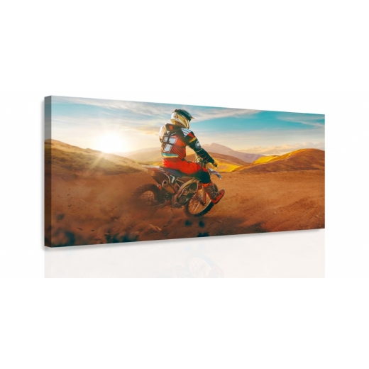 Dětský obraz Motorkář v poušti, 120x60 cm - 1