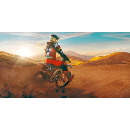 Dětský obraz Motorkář v poušti, 140x70 cm - 1