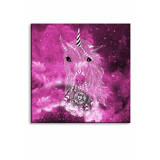 Detský obraz ružový jednorožec, 100x100 cm - 1