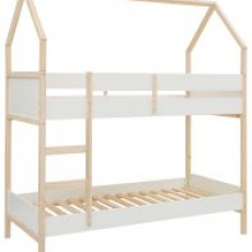 Domčeková detská poschodová posteľ Bob, 223 cm, biela / prírodná - 1