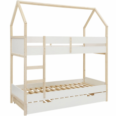 Domčeková detská poschodová posteľ Bob, 223 cm, biela / prírodná - 6