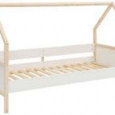Domčeková detská posteľ Bob, 205 cm, biela / prírodná - 1