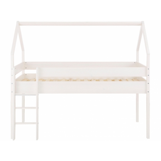 Domečková patrová postel Less,142 cm, bílá - 1