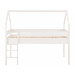 Domečková patrová postel Less,142 cm, bílá