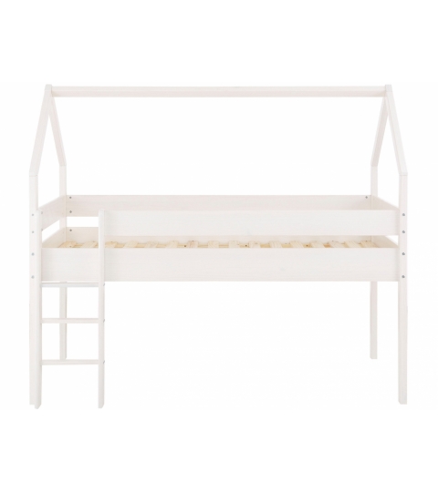 Domečková patrová postel Less,142 cm, bílá