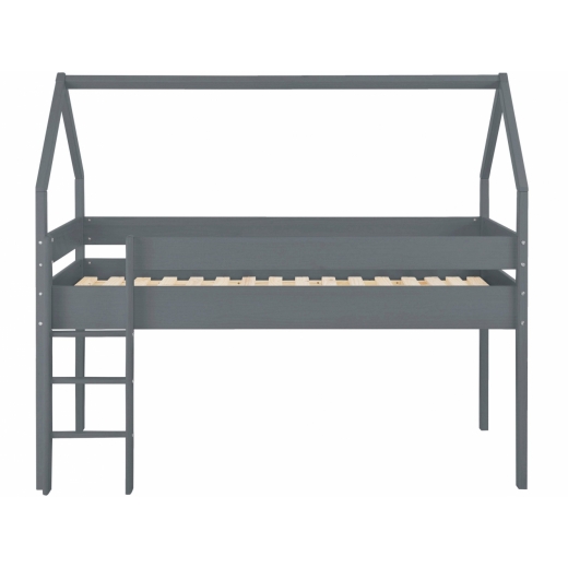 Domečková patrová postel Less,142 cm, šedá - 1