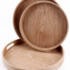 Dřevěný podnos kulatý Scandia, sada 3 ks - 2
