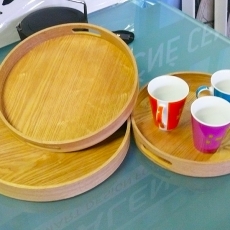 Dřevěný podnos kulatý Scandia, sada 3 ks - 3